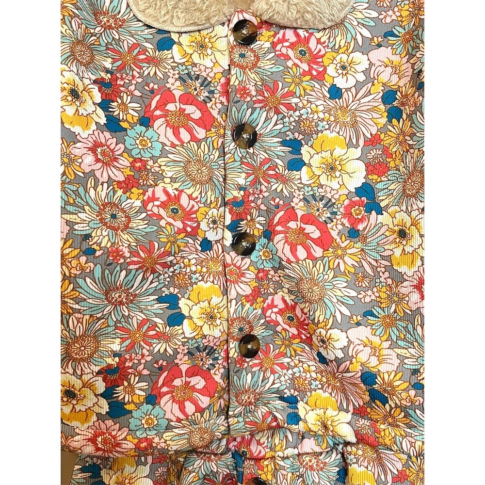Girls Boho Floral Jacket & Button Skirt Set Picture Day Fall Winter Cozy Holiday - Picture 3 of 9
